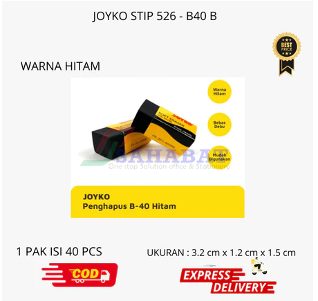 Penghapus Karet Hitam / Putih Standar JOYKO STIP B40 HITAM